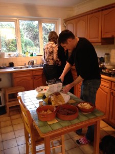 Richrad cooking at kitchen table