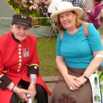 Flower Show vistiors: jane and Chelsea Pensioner, Audrey