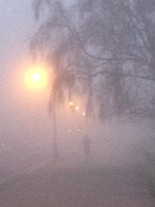 Figure receding into the fog