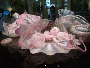 Delicate pink Chihuly Glass shapes