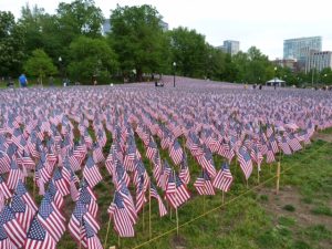 Memorial Day flags Boston park