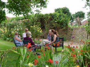 tea in garden with friend