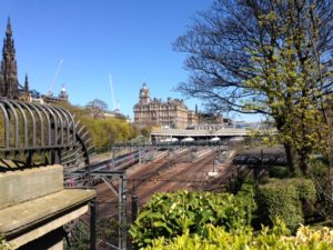 Waverley Station from gardens