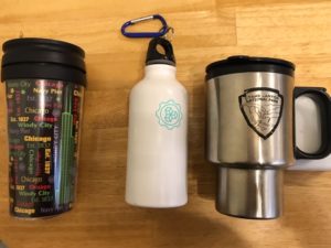 wtare bottles and mug in May
